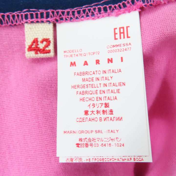 Pristine MARNI Short sleeve T-shirt Silk blend, two-tone design Pink navy cotton
