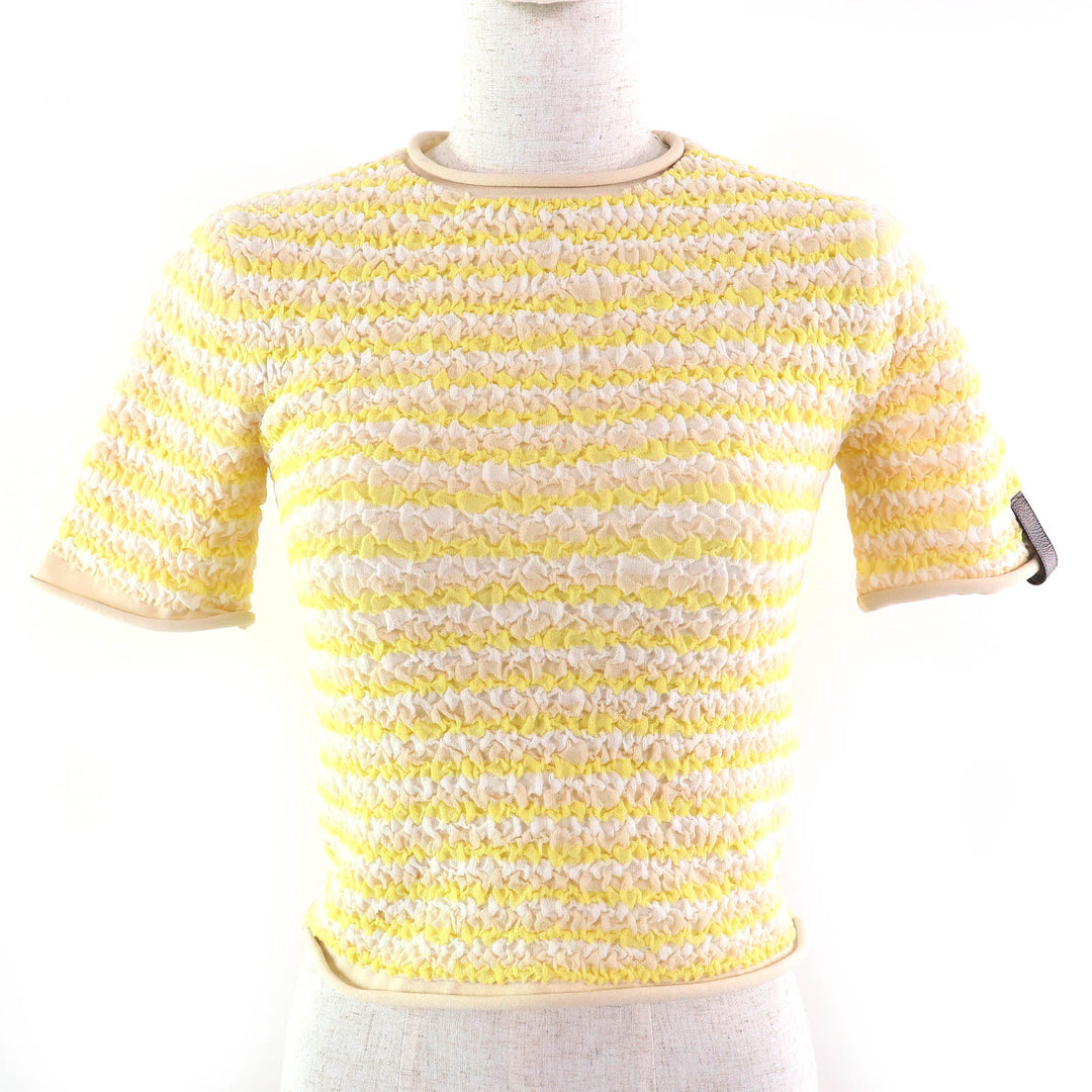 Pristine LOUIS VUITTON tops Crinkle short sleeve knit Yellow Nylon Women XS