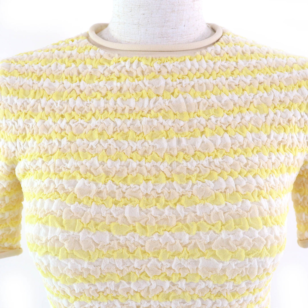 Pristine LOUIS VUITTON tops Crinkle short sleeve knit Yellow Nylon Women XS