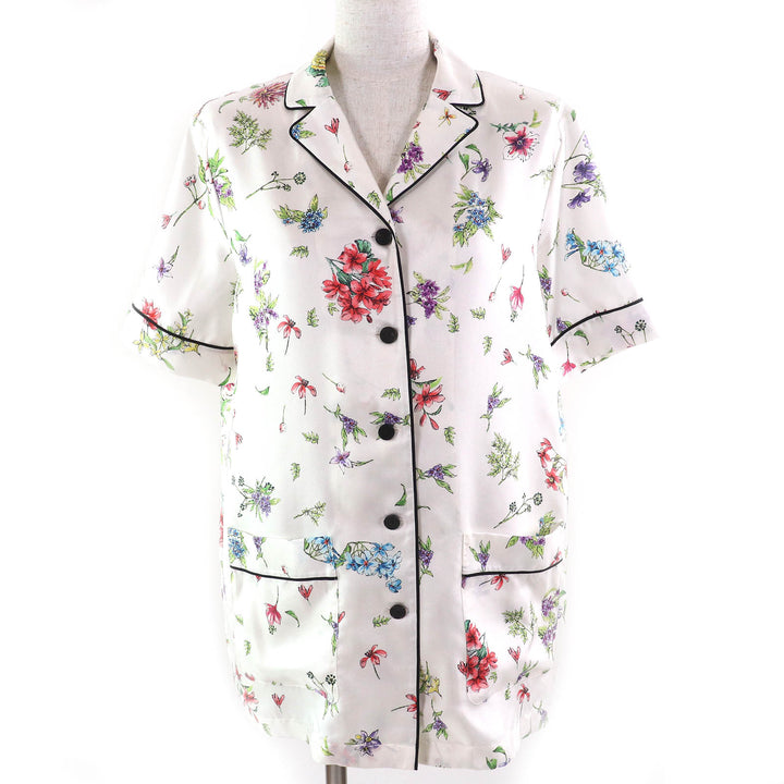 Pristine Christian Dior Short sleeve shirt Floral White multicolor silk 40