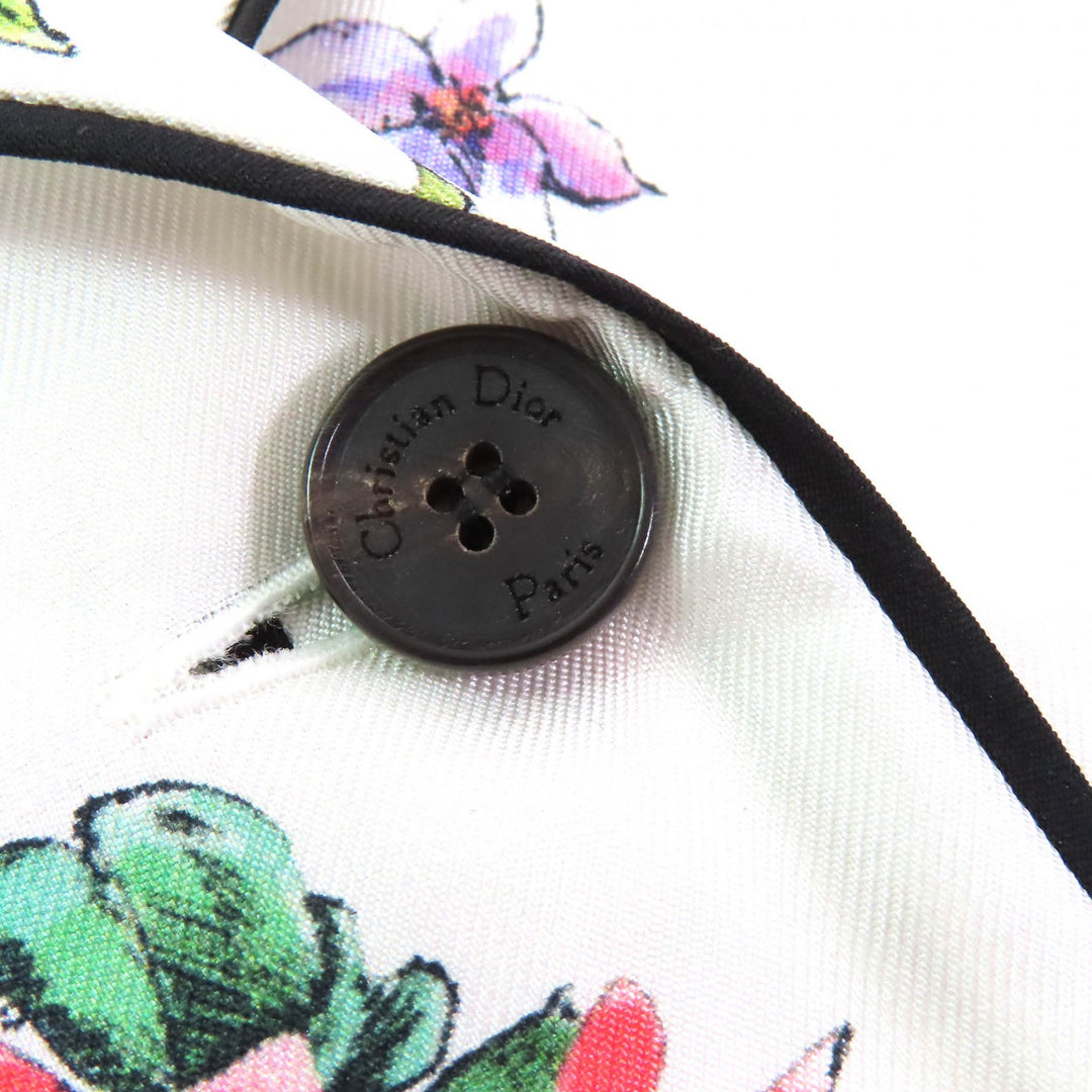 Pristine Christian Dior Short sleeve shirt Floral White multicolor silk 40