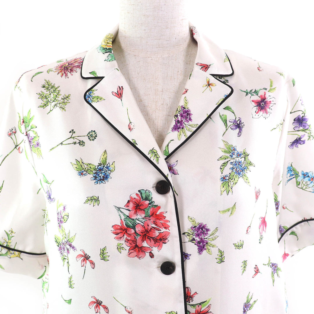 Pristine Christian Dior Short sleeve shirt Floral White multicolor silk 40