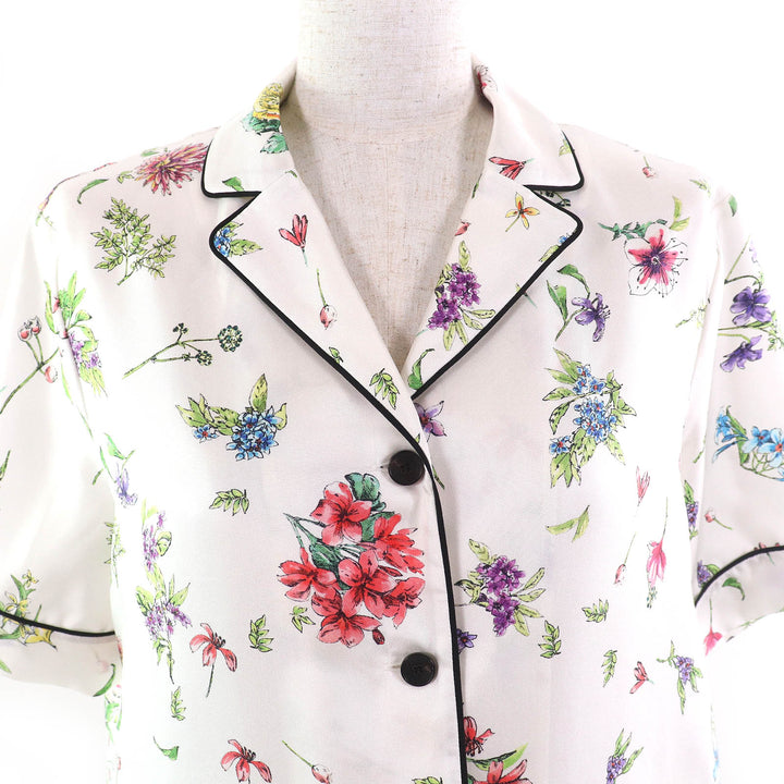 Pristine Christian Dior Short sleeve shirt Floral White multicolor silk 40