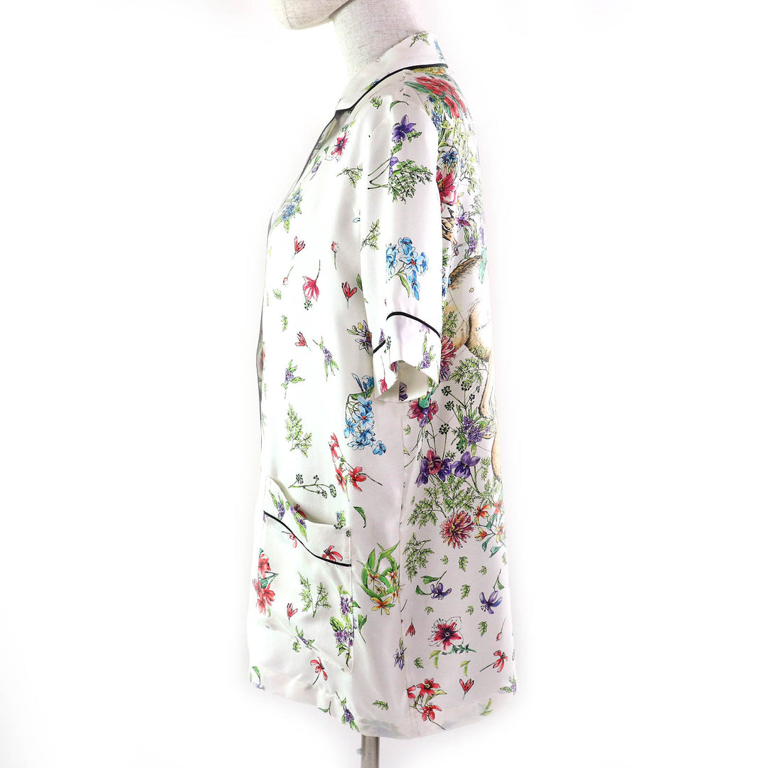 Pristine Christian Dior Short sleeve shirt Floral White multicolor silk 40