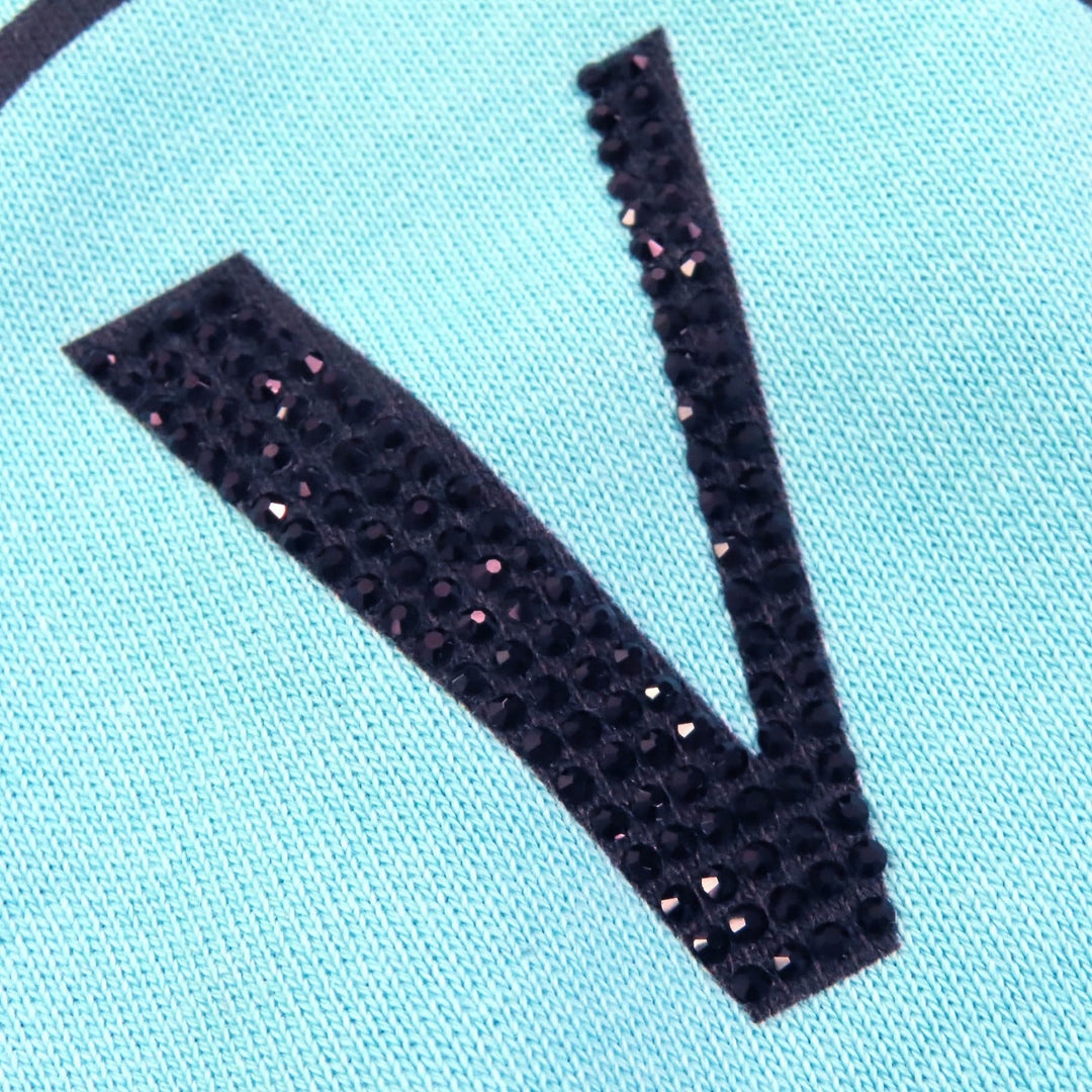Pristine VERSACE JEANS COUTURE hoodie Logo Sequined Cropped blue S 78HAIC01