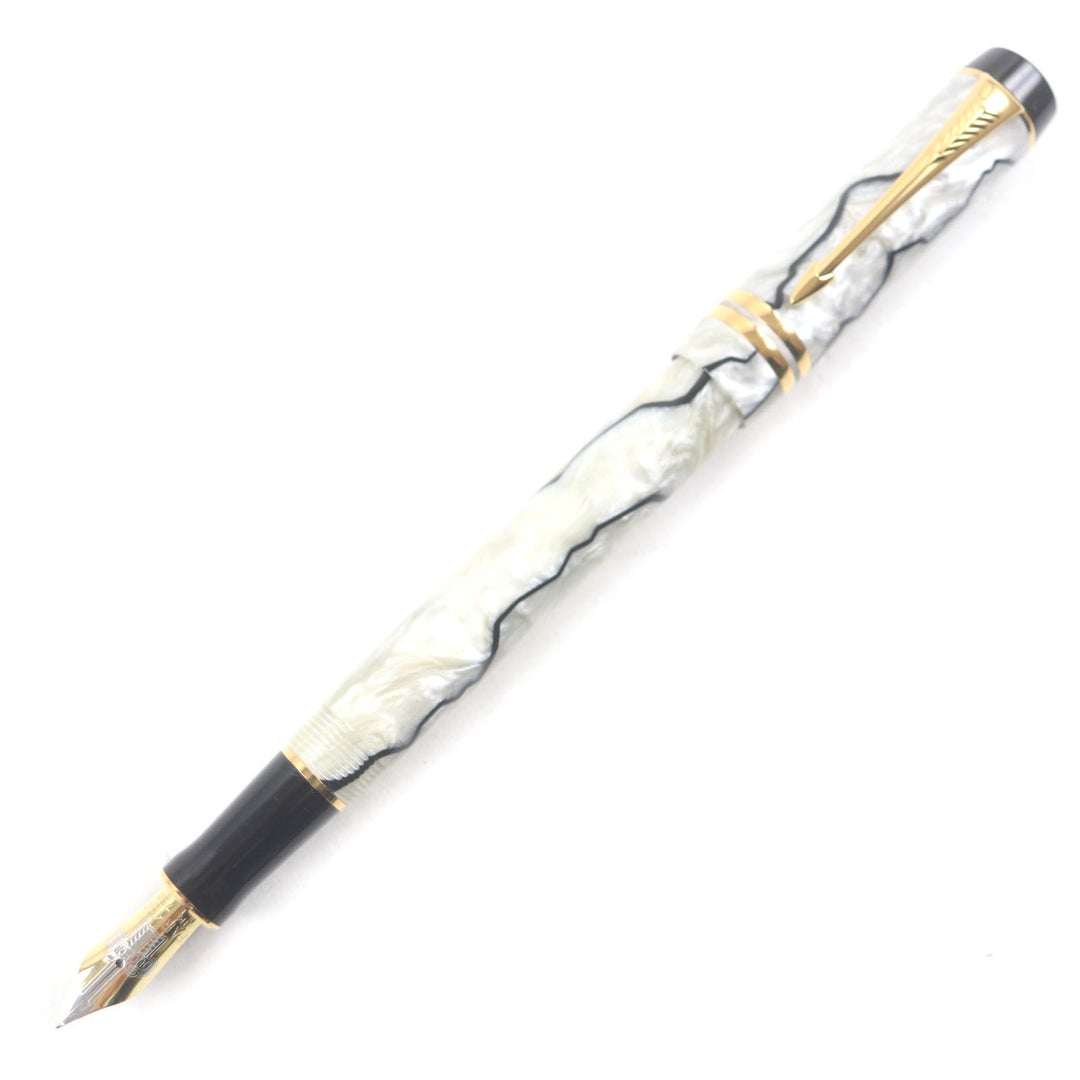 Excellent PARKER fountain pen Duo Field Centennial early model PearlWhite 18K