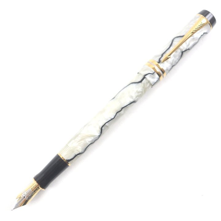 Excellent PARKER fountain pen Duo Field Centennial early model PearlWhite 18K