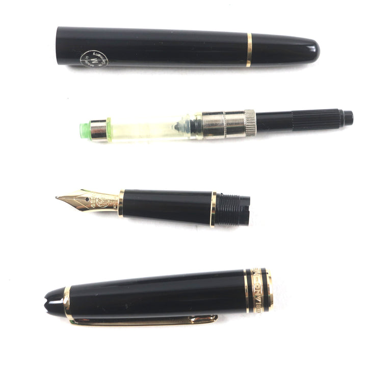 Excellent MONTBLANC fountain pen Meisterstck Classic white star Black gold 14K mens