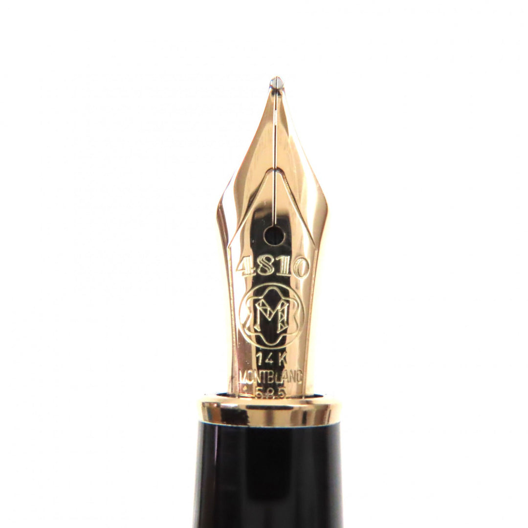 Excellent MONTBLANC fountain pen Meisterstck Classic white star Black gold 14K mens