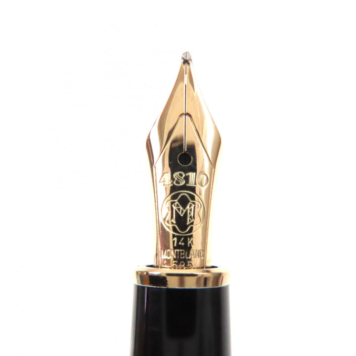 Excellent MONTBLANC fountain pen Meisterstck Classic white star Black gold 14K mens