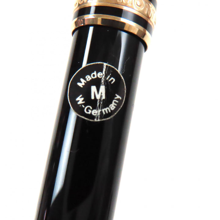 Excellent MONTBLANC fountain pen Meisterstck Classic white star Black gold 14K mens
