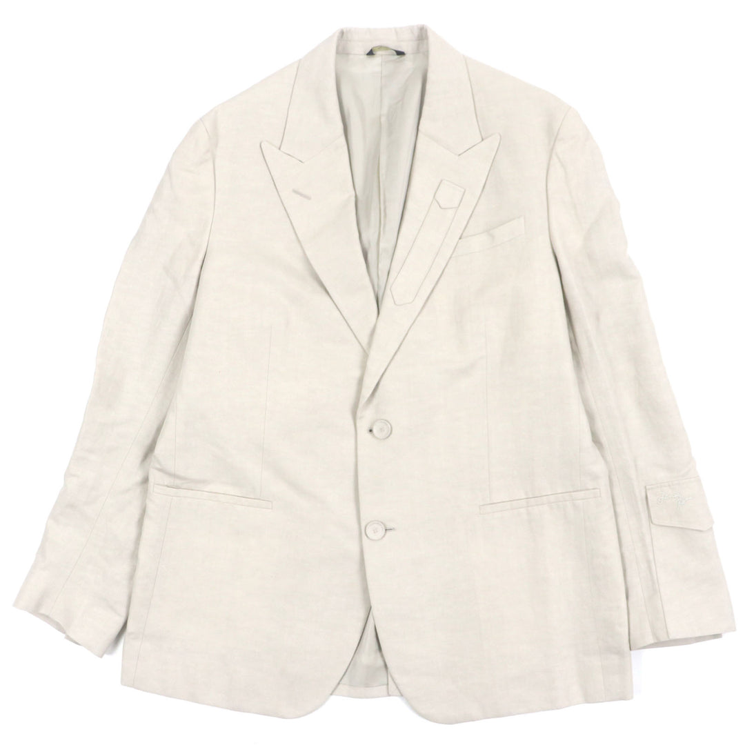 Excellent FENDI tailored jacket Single jacket beige linen mens 52 FJ0657