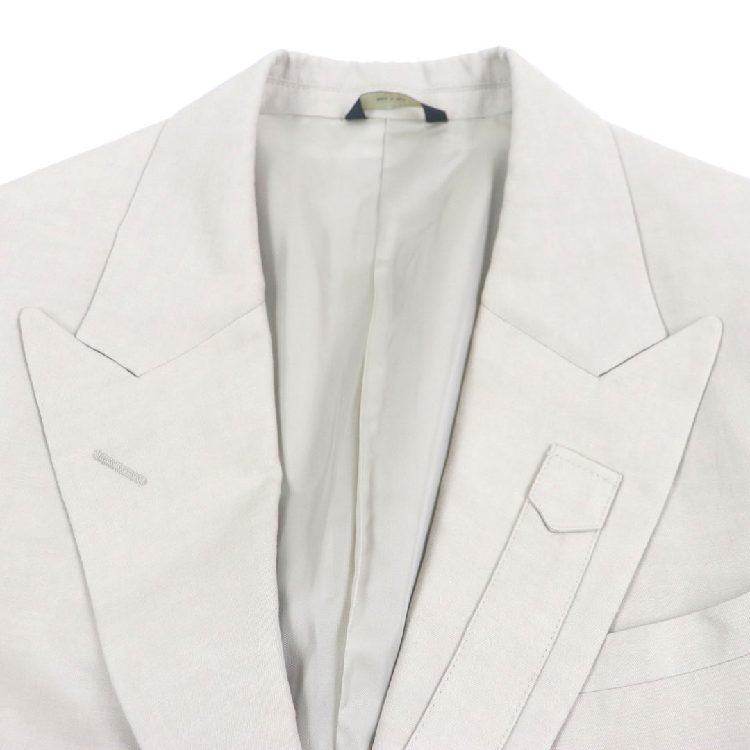 Excellent FENDI tailored jacket Single jacket beige linen mens 52 FJ0657