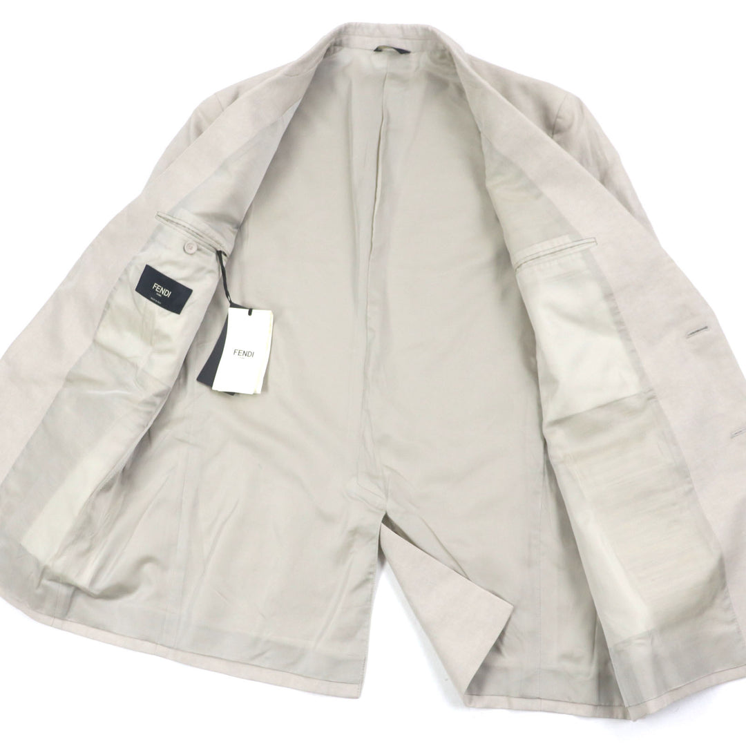 Excellent FENDI tailored jacket Single jacket beige linen mens 52 FJ0657