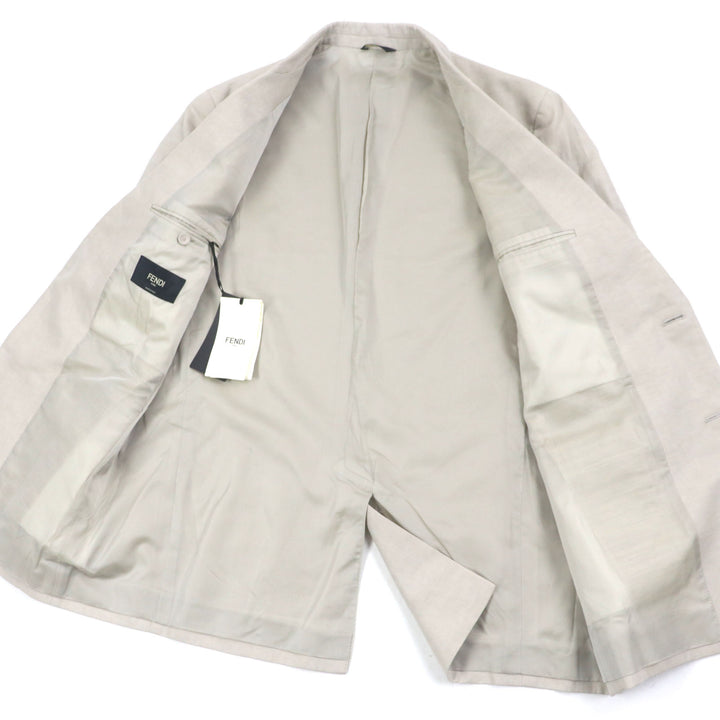 Excellent FENDI tailored jacket Single jacket beige linen mens 52 FJ0657