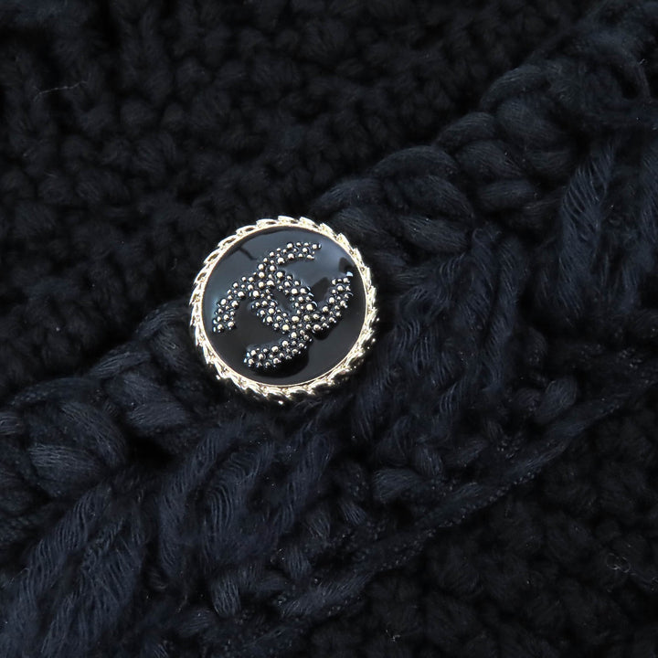 Excellent CHANEL cardigan black cotton Women 36 21P P70500