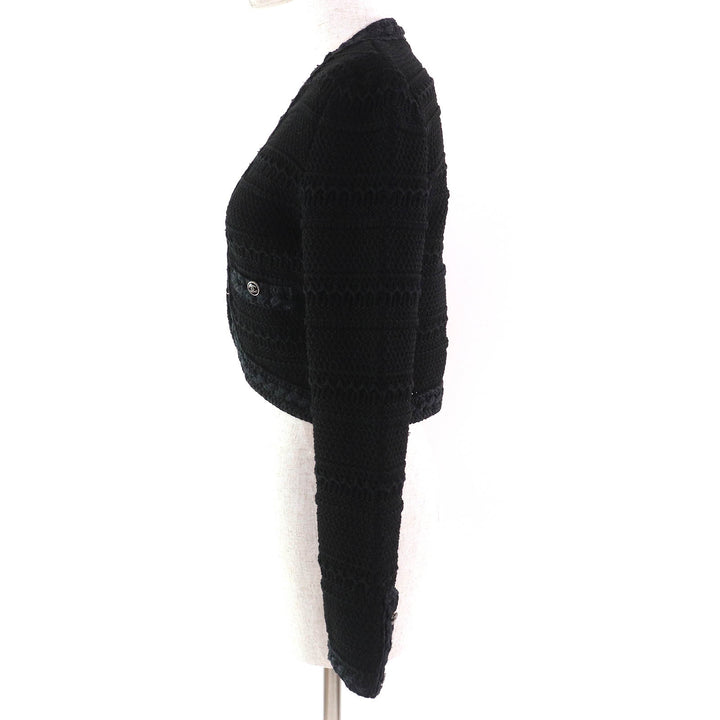 Excellent CHANEL cardigan black cotton Women 36 21P P70500