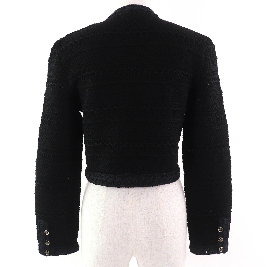 Excellent CHANEL cardigan black cotton Women 36 21P P70500
