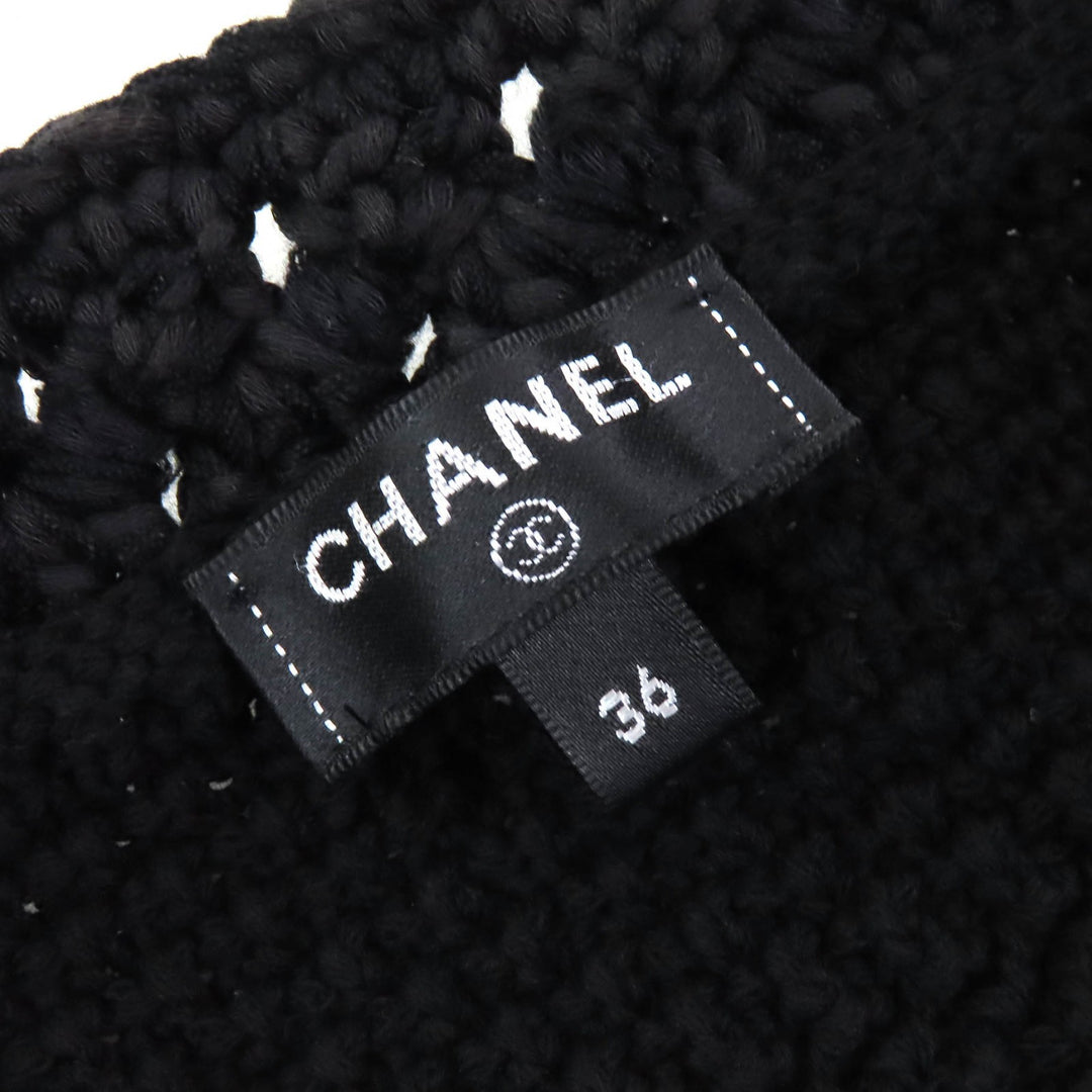 Excellent CHANEL cardigan black cotton Women 36 21P P70500
