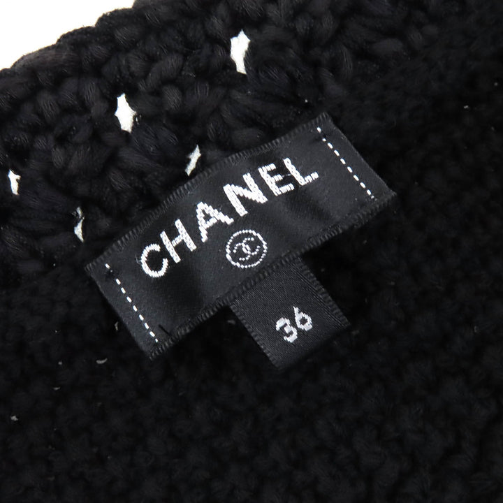 Excellent CHANEL cardigan black cotton Women 36 21P P70500