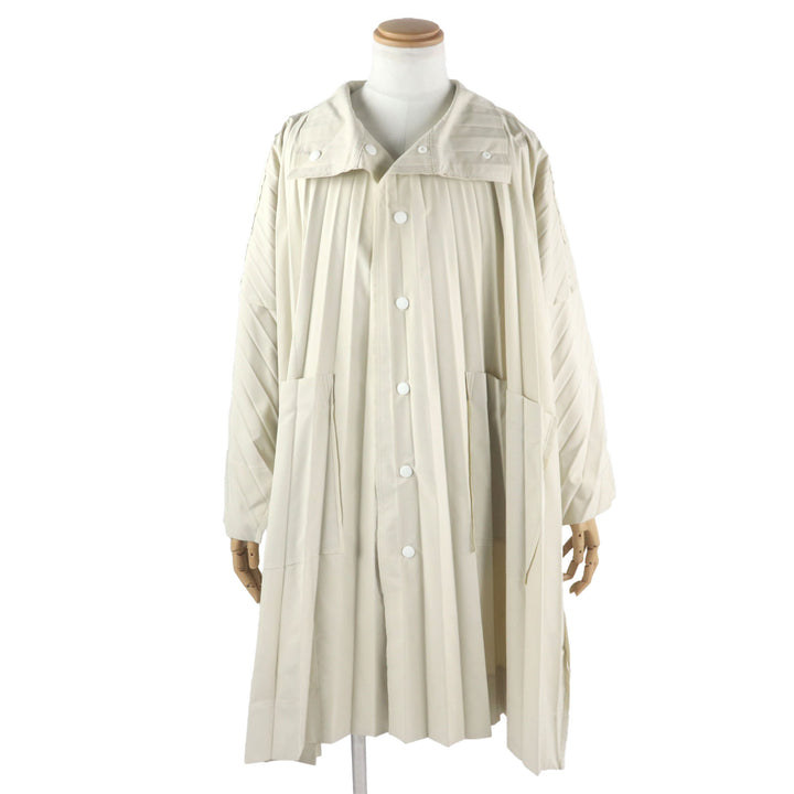 Great HOMME PLISSE ISSEY MIYAKE coat beige polyester mens 1 HP13FA305