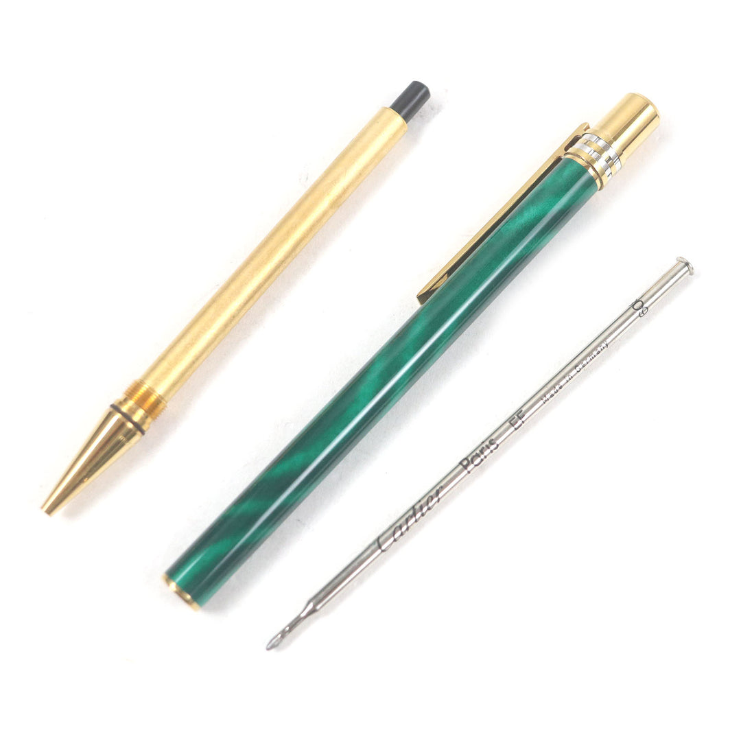 Great Cartier Ballpoint pen PANTHERE Malachite Double C Marble Pattern Greengold