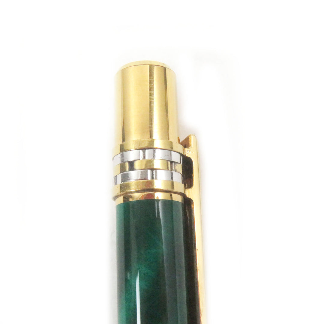 Great Cartier Ballpoint pen PANTHERE Malachite Double C Marble Pattern Greengold