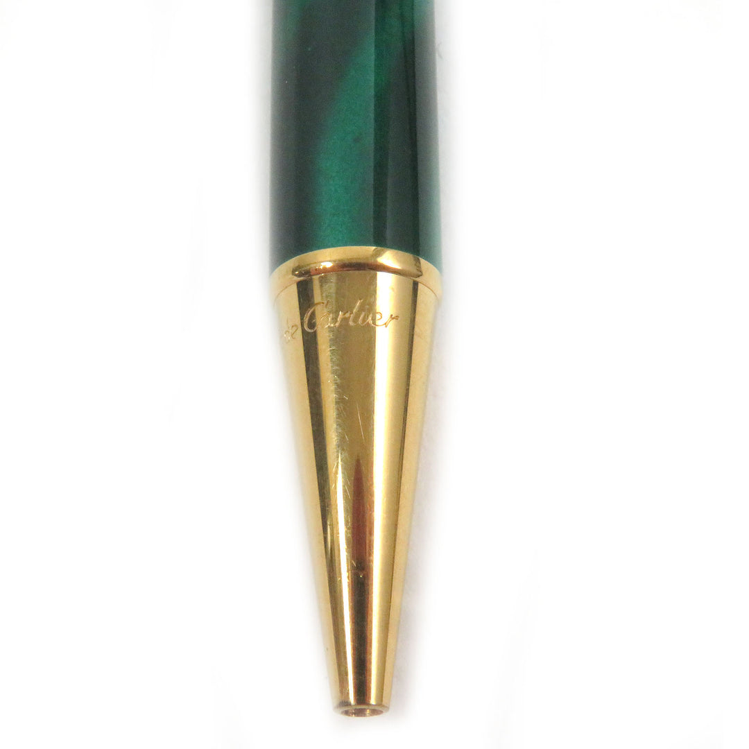 Great Cartier Ballpoint pen PANTHERE Malachite Double C Marble Pattern Greengold