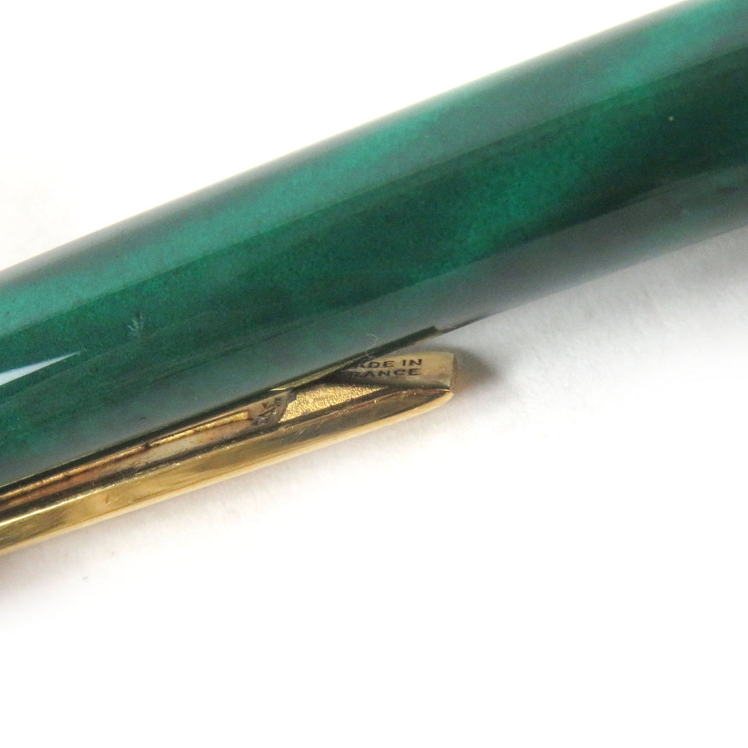 Great Cartier Ballpoint pen PANTHERE Malachite Double C Marble Pattern Greengold