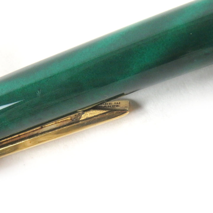 Great Cartier Ballpoint pen PANTHERE Malachite Double C Marble Pattern Greengold