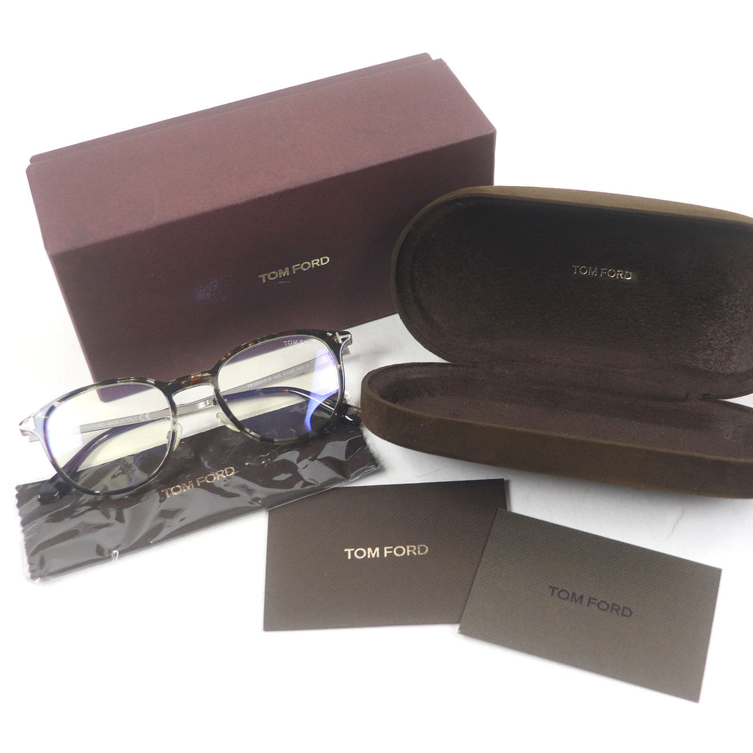Excellent TOM FORD Glasses Marble Blue Light Cut Brown mens TF5593