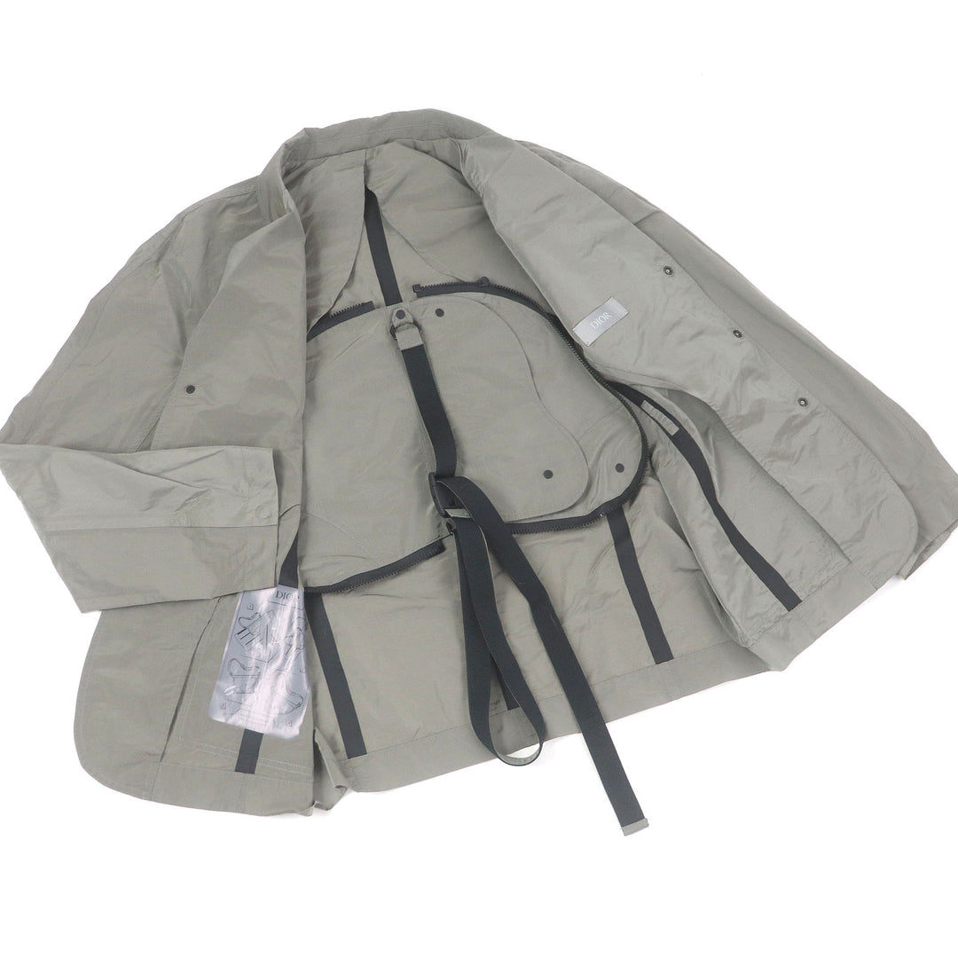Great DIOR Jacket Embroidered logo packable saddle gray Nylon mens 48