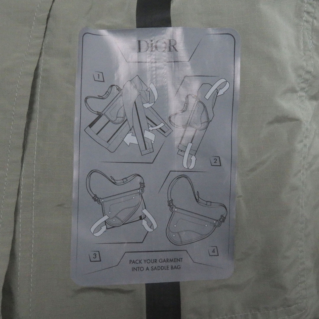 Great DIOR Jacket Embroidered logo packable saddle gray Nylon mens 48