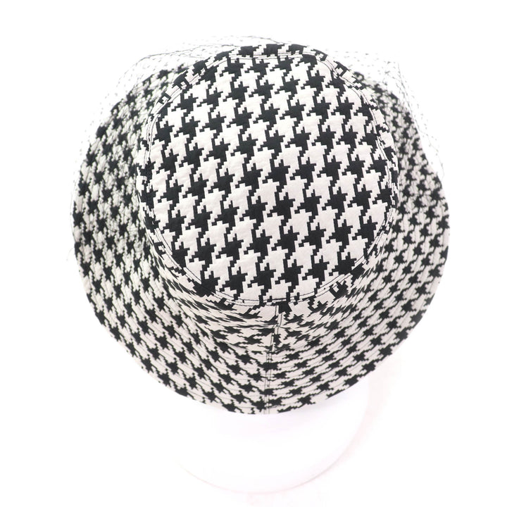 Excellent Christian Dior hat Houndstooth with tulle Black White Women 58