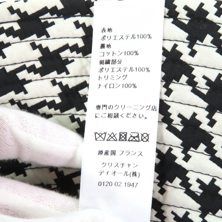 Excellent Christian Dior hat Houndstooth with tulle Black White Women 58