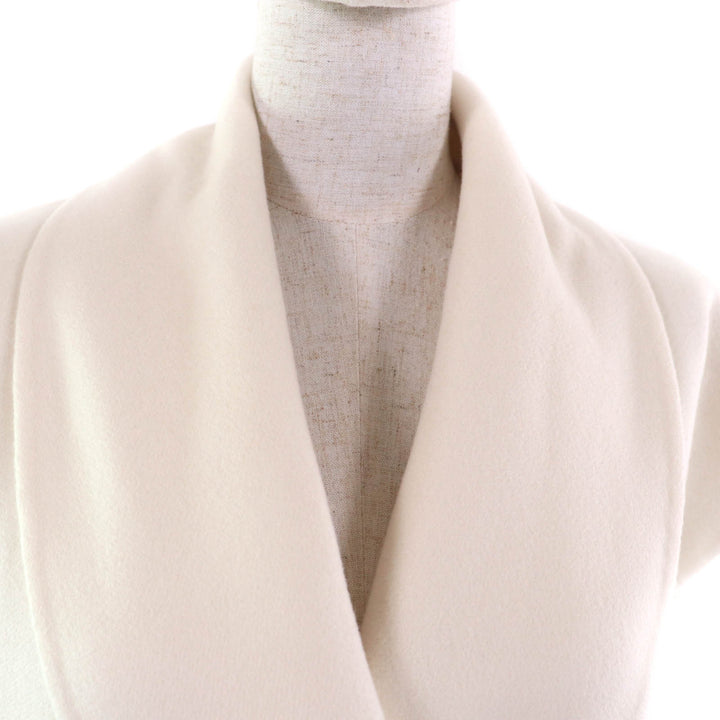 HERMES Best Leather belt design long vest off white cashmere Women 36 3H0141DA