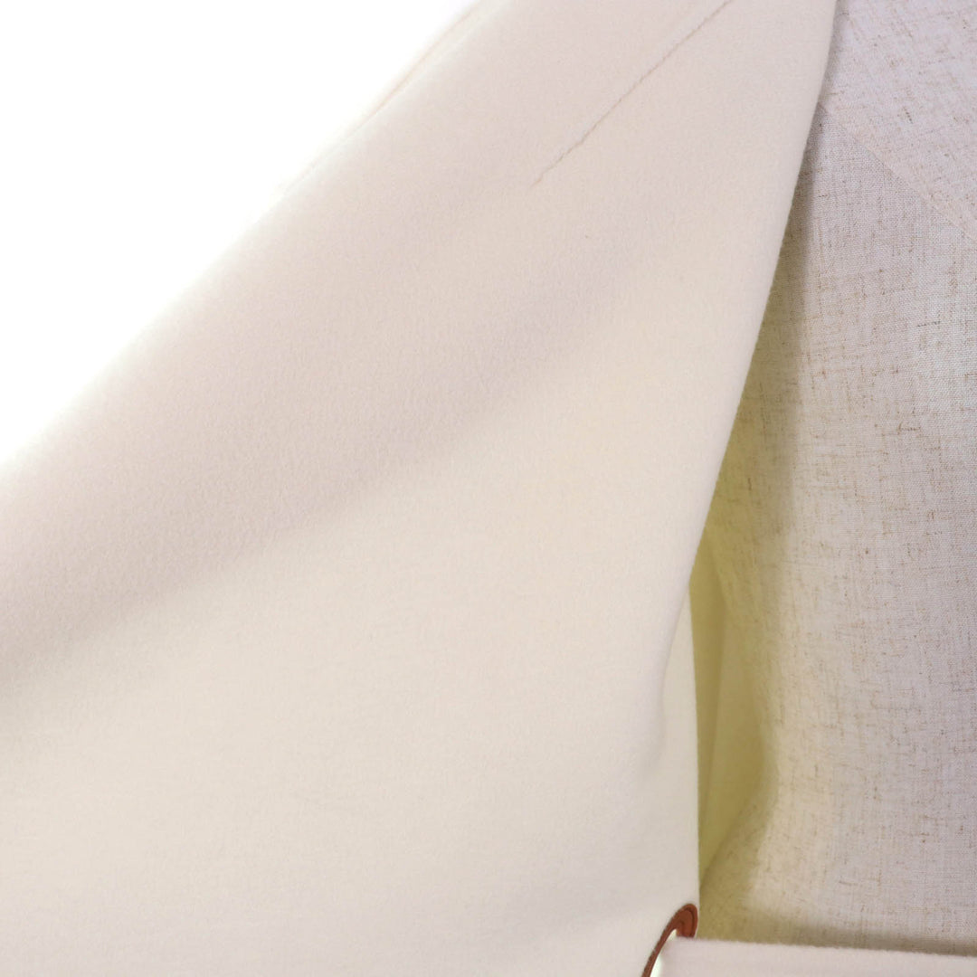 HERMES Best Leather belt design long vest off white cashmere Women 36 3H0141DA