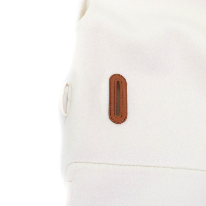 HERMES Best Leather belt design long vest off white cashmere Women 36 3H0141DA