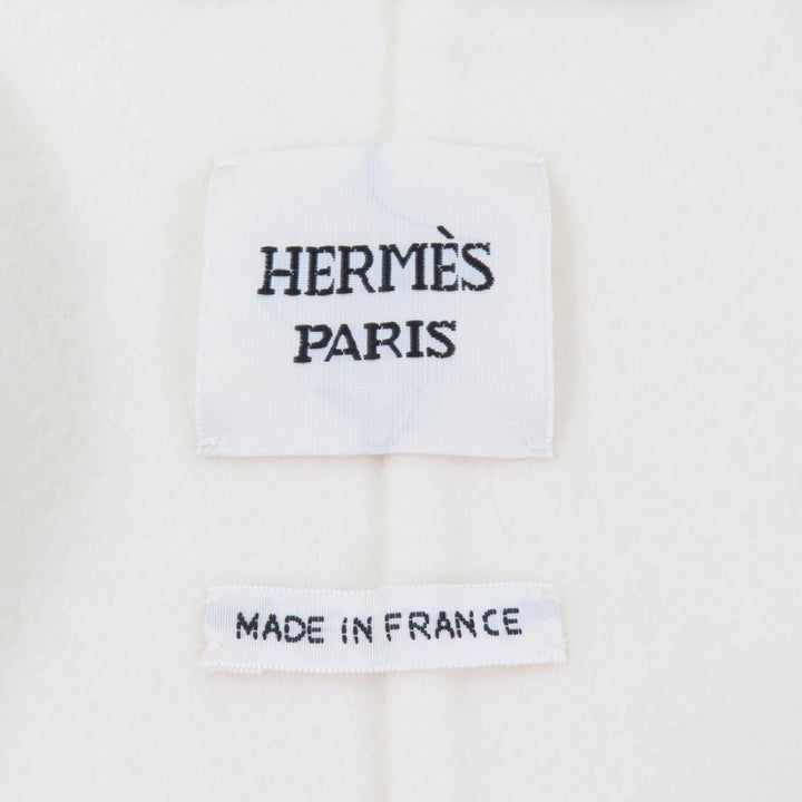 HERMES Best Leather belt design long vest off white cashmere Women 36 3H0141DA