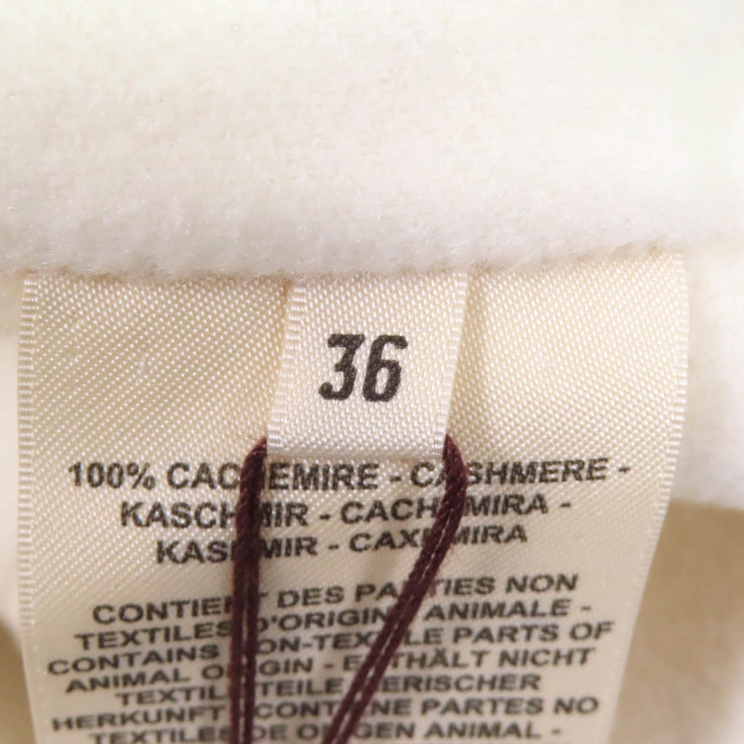 HERMES Best Leather belt design long vest off white cashmere Women 36 3H0141DA