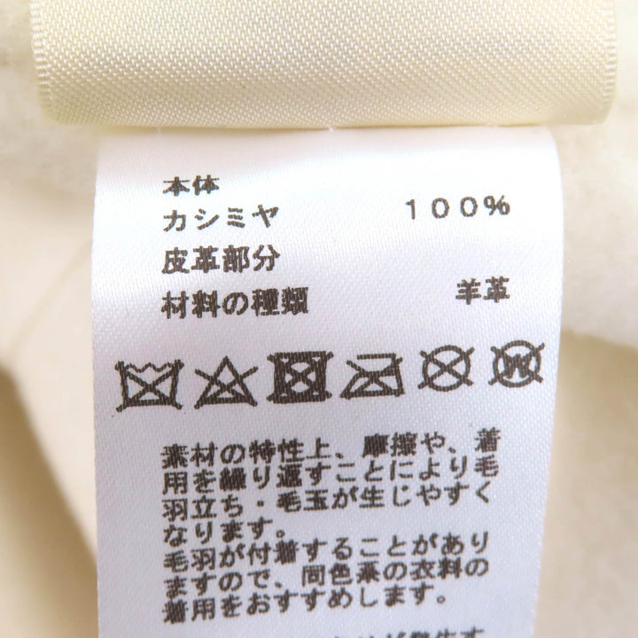 HERMES Best Leather belt design long vest off white cashmere Women 36 3H0141DA