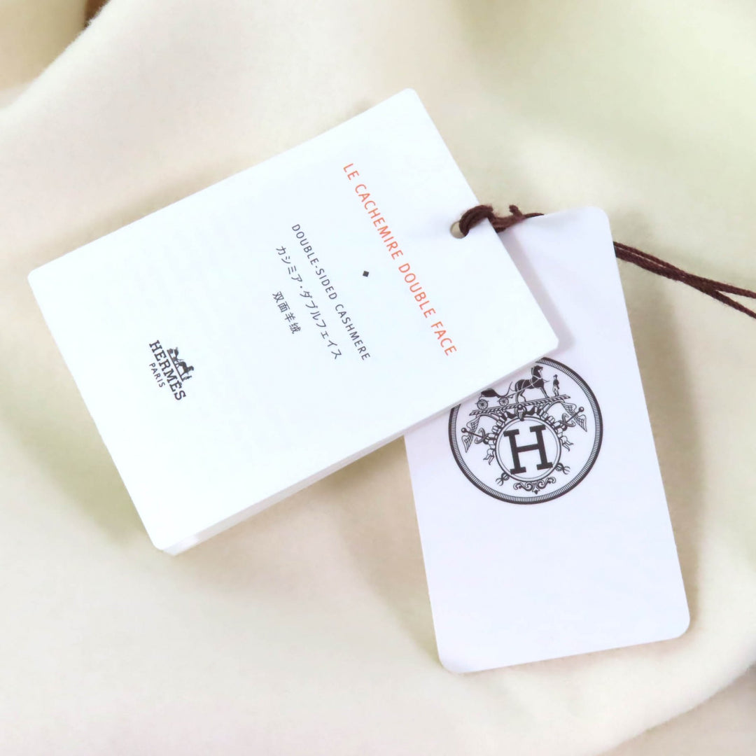 HERMES Best Leather belt design long vest off white cashmere Women 36 3H0141DA
