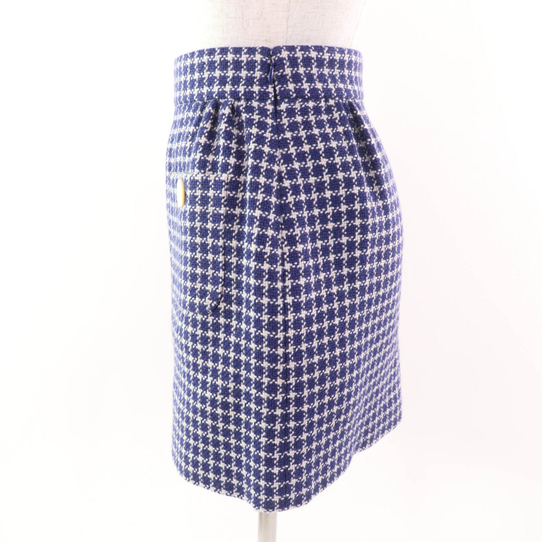 Excellent Miu Miu Mini skirt Check Pattern Trapezoid Tweed Navy gray wool Women