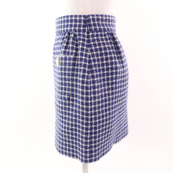 Excellent Miu Miu Mini skirt Check Pattern Trapezoid Tweed Navy gray wool Women