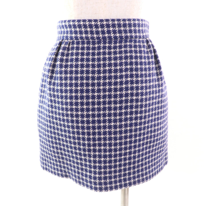 Excellent Miu Miu Mini skirt Check Pattern Trapezoid Tweed Navy gray wool Women