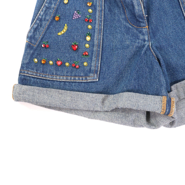 Excellent VALENTINO Shorts Fruit Bejeweled Denim Indigo cotton Women 36