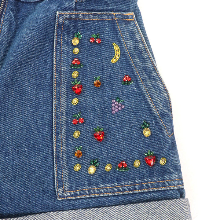 Excellent VALENTINO Shorts Fruit Bejeweled Denim Indigo cotton Women 36