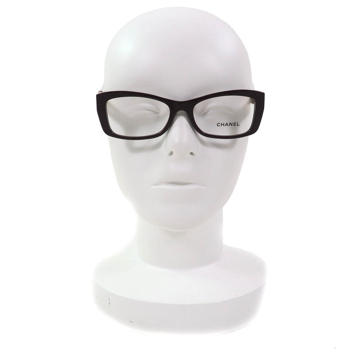 Excellent CHANEL Glasses Rectangle Shape Optical Side logo Burgundy Women 3484-Q