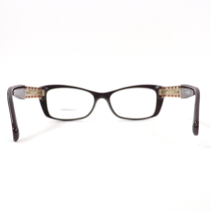 Excellent CHANEL Glasses Rectangle Shape Optical Side logo Burgundy Women 3484-Q