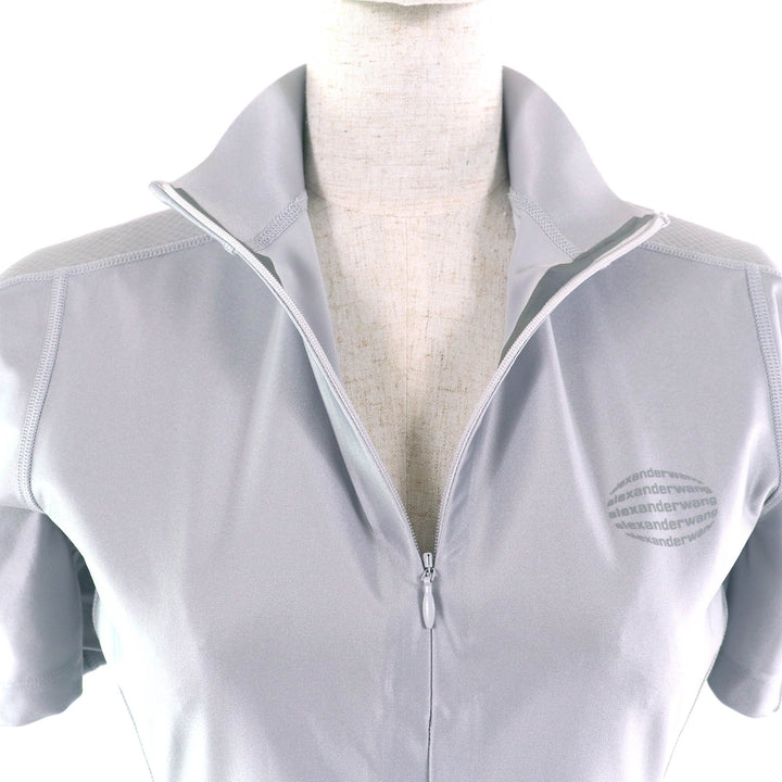 Excellent Alexander Wang tops Half Zip Top Short Sleeve Rash Guard Silver Fox M